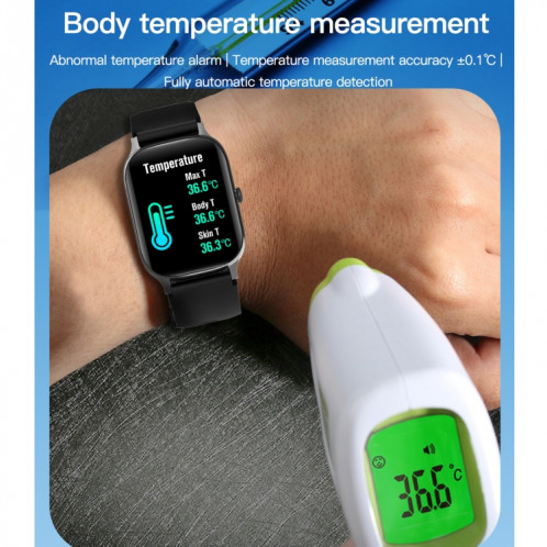 F37 1,69 pouce TFT Screen IP67 Imperméable Smart Watch, Support de la température corporelle / Surveillance de la fréquence cardiaque / Surveillance de la pression artérielle (Vert) SH901C726-09