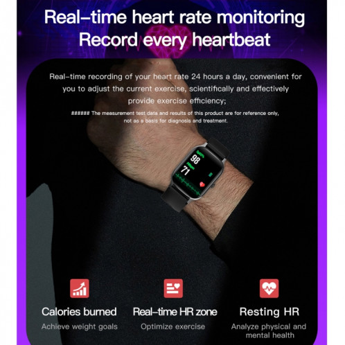 F37 1,69 pouce TFT Screen IP67 Wather Watch Smart Watch, Support Suivi de la température corporelle / Surveillance de la fréquence cardiaque / Surveillance de la pression artérielle (Noir) SH901A1376-09