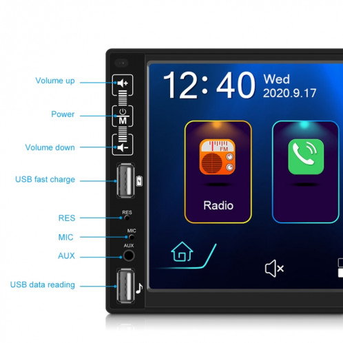 A2891 7 pouces voiture HD MP5 Carplay Bluetooth Music Player Inverser Image Tout-In-One Machine Support FM / U Disque avec télécommande, Style: Standard SH17011780-07