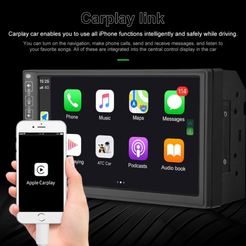 A2891 7 pouces voiture HD MP5 Carplay Bluetooth Music Player Redaver Image Image Tout-In-One Machine Support FM / U Disque avec télécommande, Style: Standard + 8leds Caméra légère SH17031635-07