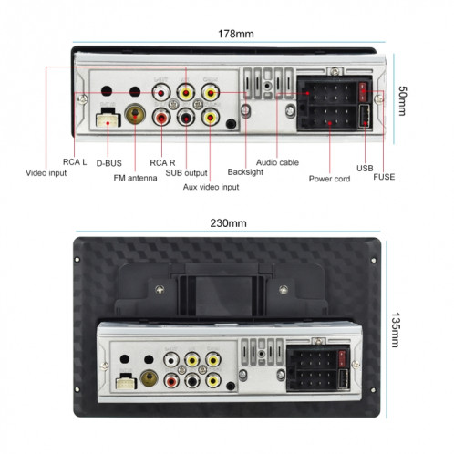 Q3366 Voiture de 9 pouces Touch HD Écran détachable MP5 Support Carplay / FM avec télécommande SH6156146-07