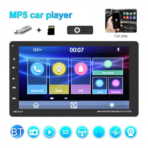Q3366 Voiture de 9 pouces Touch HD Écran détachable MP5 Support Carplay / FM avec télécommande SH6156146-07