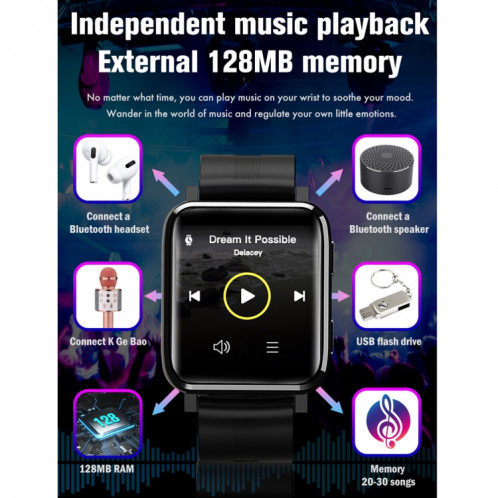 F30 1.54 Pouce TFT Ecran tactile IP67 Imperméable Smart Watch, Support Surveillance du sommeil / Surveillance de la fréquence cardiaque / Musique Lecture / Menstrie Cycle Rappel (Noir) SH401A161-010