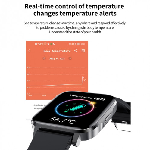 F60 1,7 pouce TFT Touch Screen Smart Watch Smart Smart, Support de la surveillance de la température corporelle / Surveillance de la fréquence cardiaque / surveillance de la pression artérielle (blanc) SH101C965-09