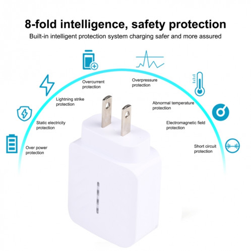 LZ-822A + C PD 20W USB-C / TYPE-C + QC 3.0 Chargeur de voyage rapide USB, USB SH2801128-06