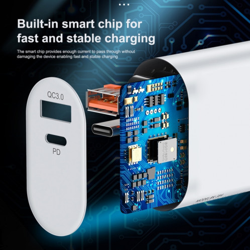 LZ-822A + C PD 20W USB-C / TYPE-C + QC 3.0 Chargeur de voyage rapide USB, USB SH2801128-06