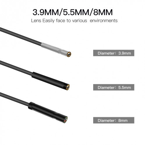 P60B 5.5mm 1080p 2,4 pouces IPS Screen IP68 ÉTONABLES ENDOSCOPE DIGIQUE HD IPTABLES, Longueur: 10m Câble dur SH36031615-08