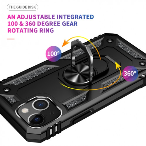 Boîtier de protection TPU + TPU + PC avec support rotatif à 360 degrés pour iPhone 13 Mini (Noir) SH801A413-07
