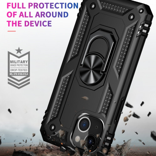 Boîtier de protection TPU + TPU + PC avec support rotatif à 360 degrés pour iPhone 13 Mini (Noir) SH801A413-07
