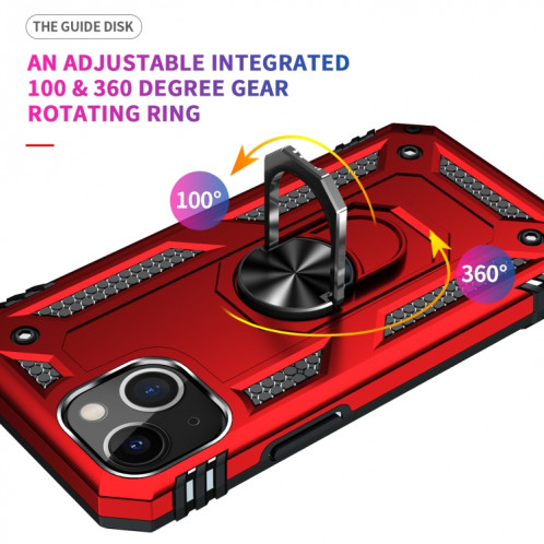 Étui de protection TPU + TPU + PC avec support rotatif à 360 degrés pour iPhone 13 mini (rouge) SH801B1858-07