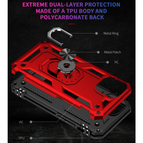 Étui de protection TPU + TPU + PC avec support rotatif à 360 degrés pour iPhone 13 mini (rouge) SH801B1858-07