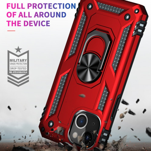Étui de protection TPU + TPU + PC avec support rotatif à 360 degrés pour iPhone 13 mini (rouge) SH801B1858-07