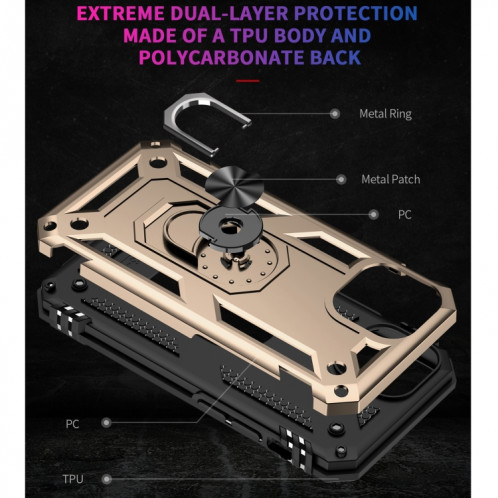 Étui de protection TPU + TPU + PC avec support rotatif à 360 degrés pour iPhone 13 mini (or) SH801C1877-07