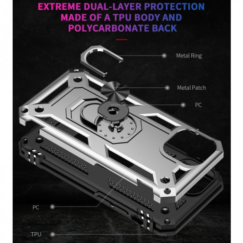 Étui de protection TPU + PC antichoc avec support rotatif à 360 degrés pour iPhone 13 mini (argent) SH801G1964-07