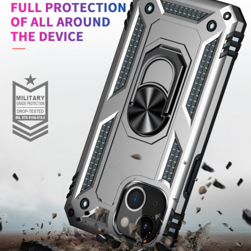 Étui de protection TPU + PC antichoc avec support rotatif à 360 degrés pour iPhone 13 mini (argent) SH801G1964-07