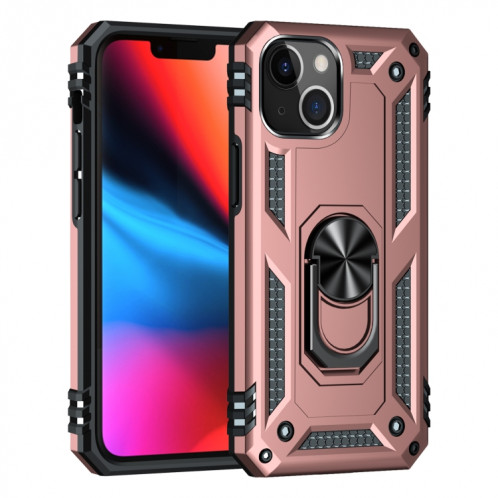 Étui de protection TPU + PC antichoc avec support rotatif à 360 degrés pour iPhone 13 (or rose) SH802E831-07