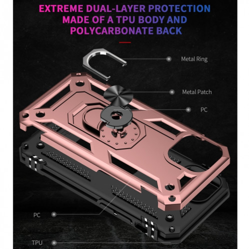 Étui de protection TPU + PC antichoc avec support rotatif à 360 degrés pour iPhone 13 (or rose) SH802E831-07