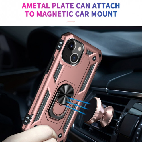 Étui de protection TPU + PC antichoc avec support rotatif à 360 degrés pour iPhone 13 (or rose) SH802E831-07