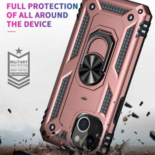 Étui de protection TPU + PC antichoc avec support rotatif à 360 degrés pour iPhone 13 (or rose) SH802E831-07