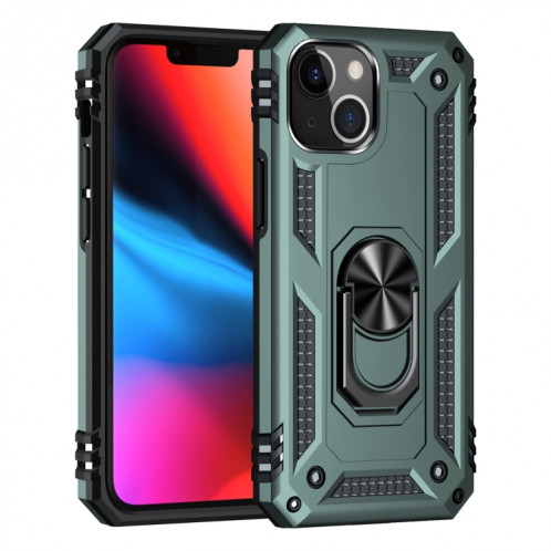 Étui de protection TPU + PC antichoc avec support rotatif à 360 degrés pour iPhone 13 (vert foncé) SH802F1667-07