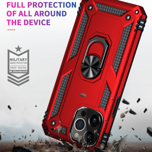 Étui de protection TPU + PC antichoc avec support rotatif à 360 degrés pour iPhone 13 Pro (rouge) SH803B54-07