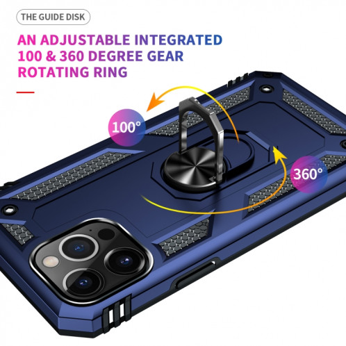 Étui de protection TPU + PC antichoc avec support rotatif à 360 degrés pour iPhone 13 Pro (Bleu) SH803D41-07