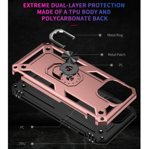 Étui de protection TPU + TPU + PC avec porte tournant à 360 degrés pour iPhone 13 Pro (or rose) SH803E518-07