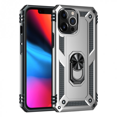 Étui de protection TPU + PC antichoc avec support rotatif à 360 degrés pour iPhone 13 Pro (argent) SH803G1584-07