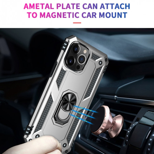 Étui de protection TPU + PC antichoc avec support rotatif à 360 degrés pour iPhone 13 Pro (argent) SH803G1584-07