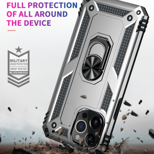 Étui de protection TPU + PC antichoc avec support rotatif à 360 degrés pour iPhone 13 Pro (argent) SH803G1584-07