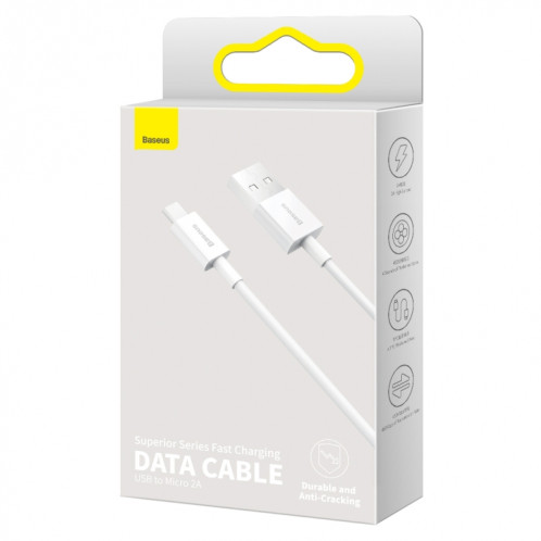 BASEUS CAMYS-A02 2A USB À Micro USB Série Supérieure Supérieure Câble de chargement rapide, Longueur du câble: 2M (blanc) SB502B415-09