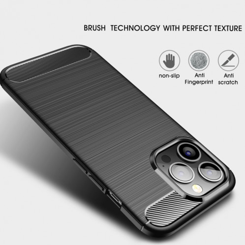 Coque TPU en fibre de carbone de texture brossée pour iPhone 13 Pro (Noir) SH003A1310-07
