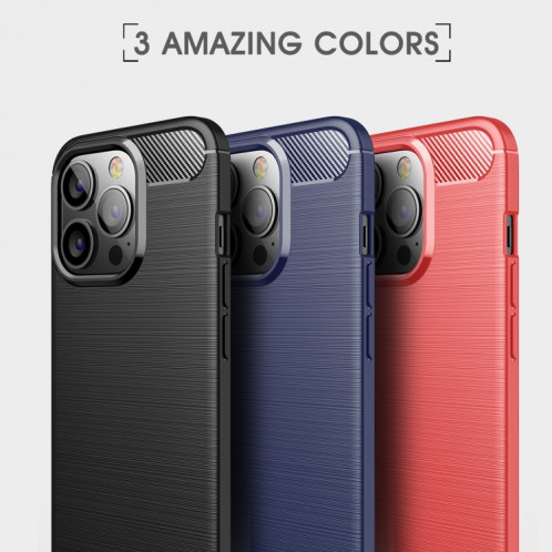 Cas de TPU en fibre de carbone de texture brossé pour iPhone 13 Pro (rouge) SH003B62-07