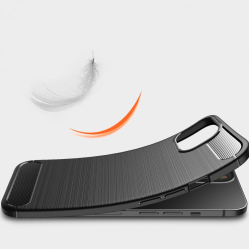Coque TPU en fibre de carbone de texture brossée pour iPhone 13 (noir) SH005A976-07