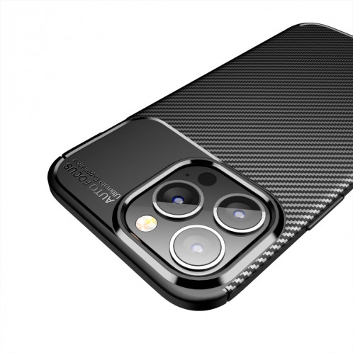 Étui TPU antichoc de texture en fibre de carbone pour iPhone 13 Pro (Noir) SH103A1617-07