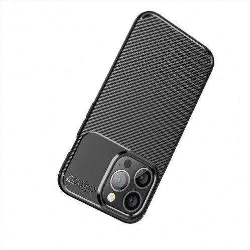 Étui TPU antichoc de texture en fibre de carbone pour iPhone 13 Pro (Bleu) SH103B742-07