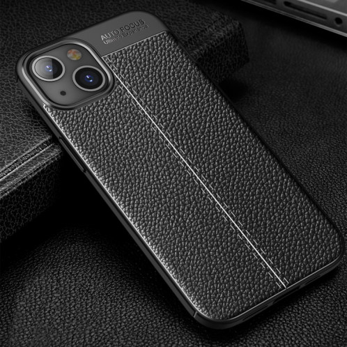 Cas de TPU TPU Texture de Litchi pour iPhone 13 (Noir) SH404A1174-07