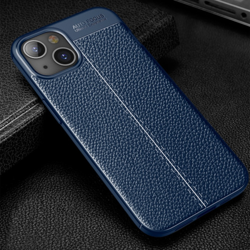 Litchi Texture TPU Case antichoc pour iPhone 13 (Bleu) SH404B608-07