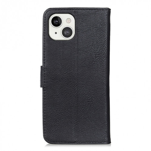 Khazneh Coche Cowhide Texture Horizontal Flip Cuir Case avec porte-cartes et portefeuille pour iPhone 13 (noir) SH001A1446-07