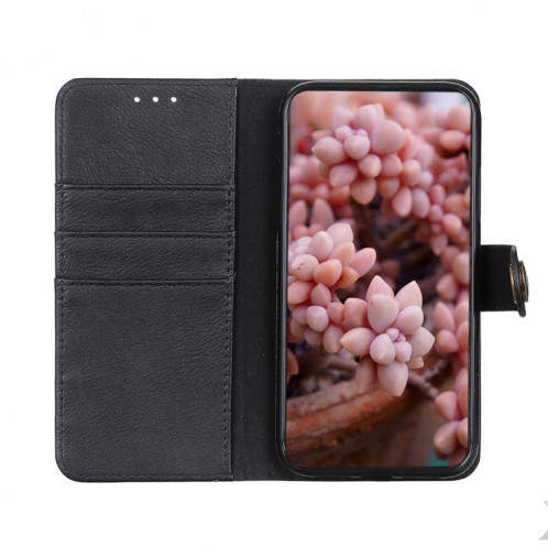 Khazneh Coche Cowhide Texture Horizontal Flip Cuir Case avec porte-cartes et portefeuille pour iPhone 13 (noir) SH001A1446-07