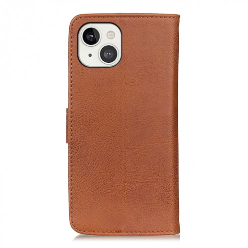 Khazneh Coche Texture Texture Horizontal Flip Coating avec support & Card Slots & Portefeuille pour iPhone 13 (Brown) SH001B209-07