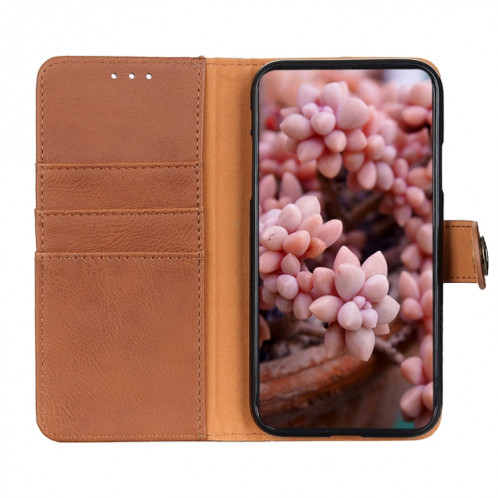 Khazneh Coche Texture Texture Horizontal Flip Coating avec support & Card Slots & Portefeuille pour iPhone 13 (Brown) SH001B209-07