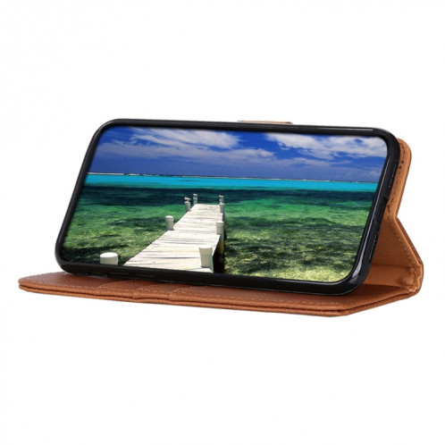 Khazneh Coche Texture Texture Horizontal Flip Coating avec support & Card Slots & Portefeuille pour iPhone 13 (Brown) SH001B209-07