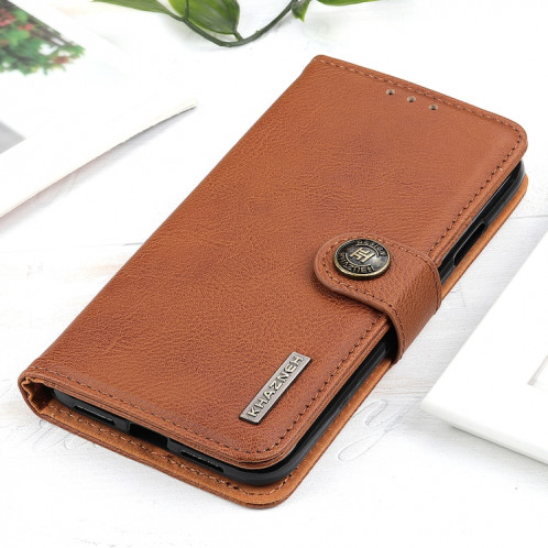 Khazneh Coche Texture Texture Horizontal Flip Coating avec support & Card Slots & Portefeuille pour iPhone 13 (Brown) SH001B209-07