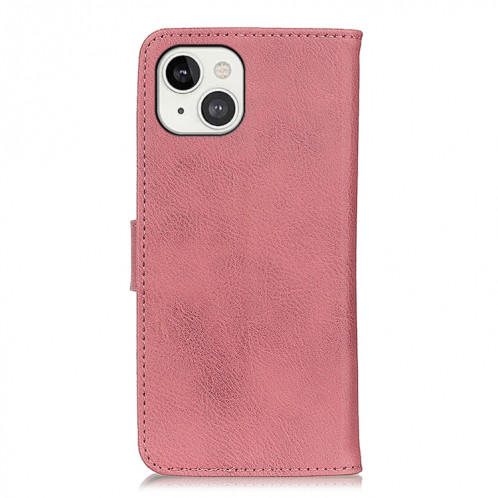 Khazneh Cowhide Texture Texture Horizontale Flip Cuir Coffret avec porte-cartes et portefeuille pour iPhone 13 (rose) SH001D13-07