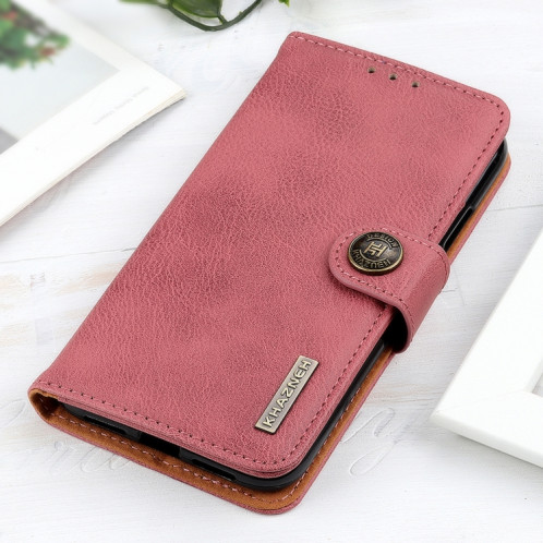 Khazneh Cowhide Texture Texture Horizontale Flip Cuir Coffret avec porte-cartes et portefeuille pour iPhone 13 (rose) SH001D13-07