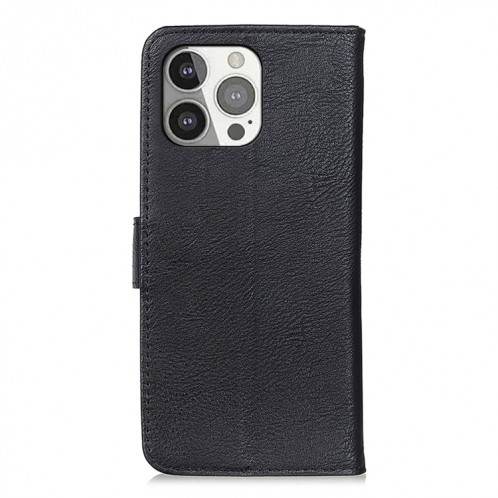 Khazneh Coverhide Texture Horizontal Flip Cuir Coffret avec porte-cartes et portefeuille pour iPhone 13 Pro (Noir) SH002A1801-07