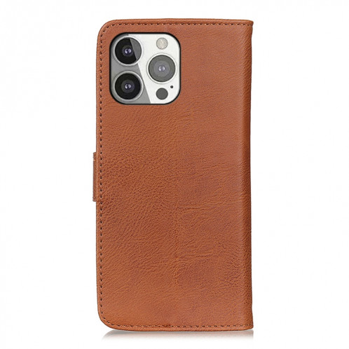 Khazneh texture texture texture horizontale texture étui en cuir avec support et portefeuille pour iPhone 13 Pro (Brown) SH002B856-07