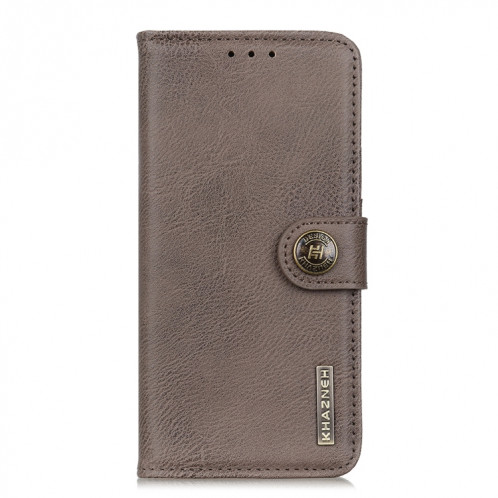Khazneh Cowhide Texture Horizontal Flip Cuir Case avec porte-cartes et portefeuille pour iPhone 13 Pro (Khaki) SH002C685-07