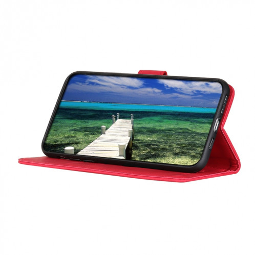 Khazneh Texture rétro PU + TPU Horizontal Flip Cuir Case avec porte-cartes et portefeuille pour iPhone 13 mini (rouge) SH301D390-07